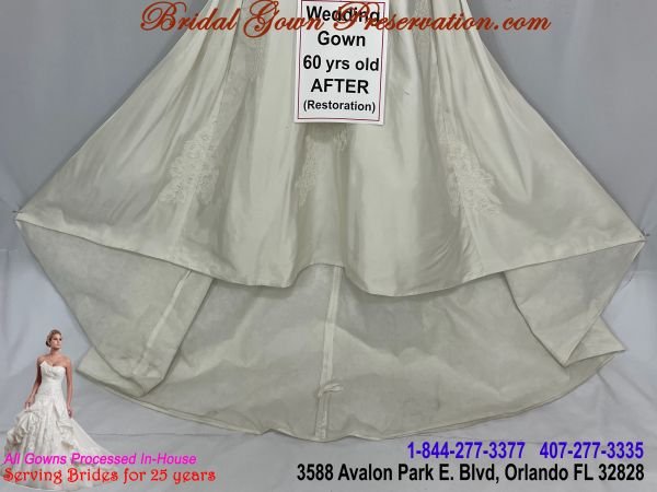 60 year old wedding gown now restored-Restoration