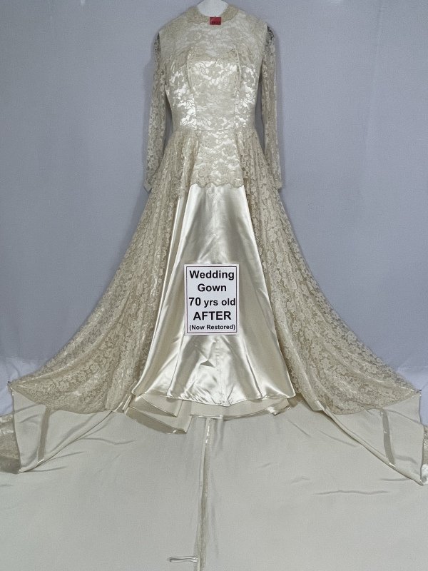 Wedding Gown 77 years Old Restoration-After